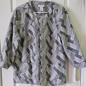 Alfred Dunner Jacket, Women's Size L, Pewter Gray, 3/4 length sleeves